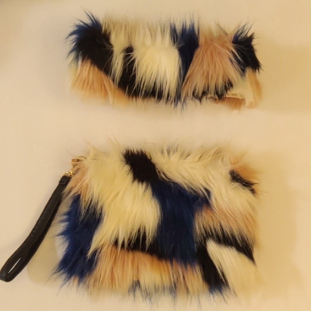 Faux Fur Clutch and Headband Set